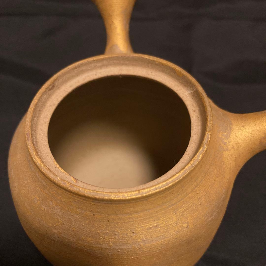 名工 小川甚八 金彩急須 共箱入 笠間焼 芸術的フォルム 極上のキレ 煎茶道具