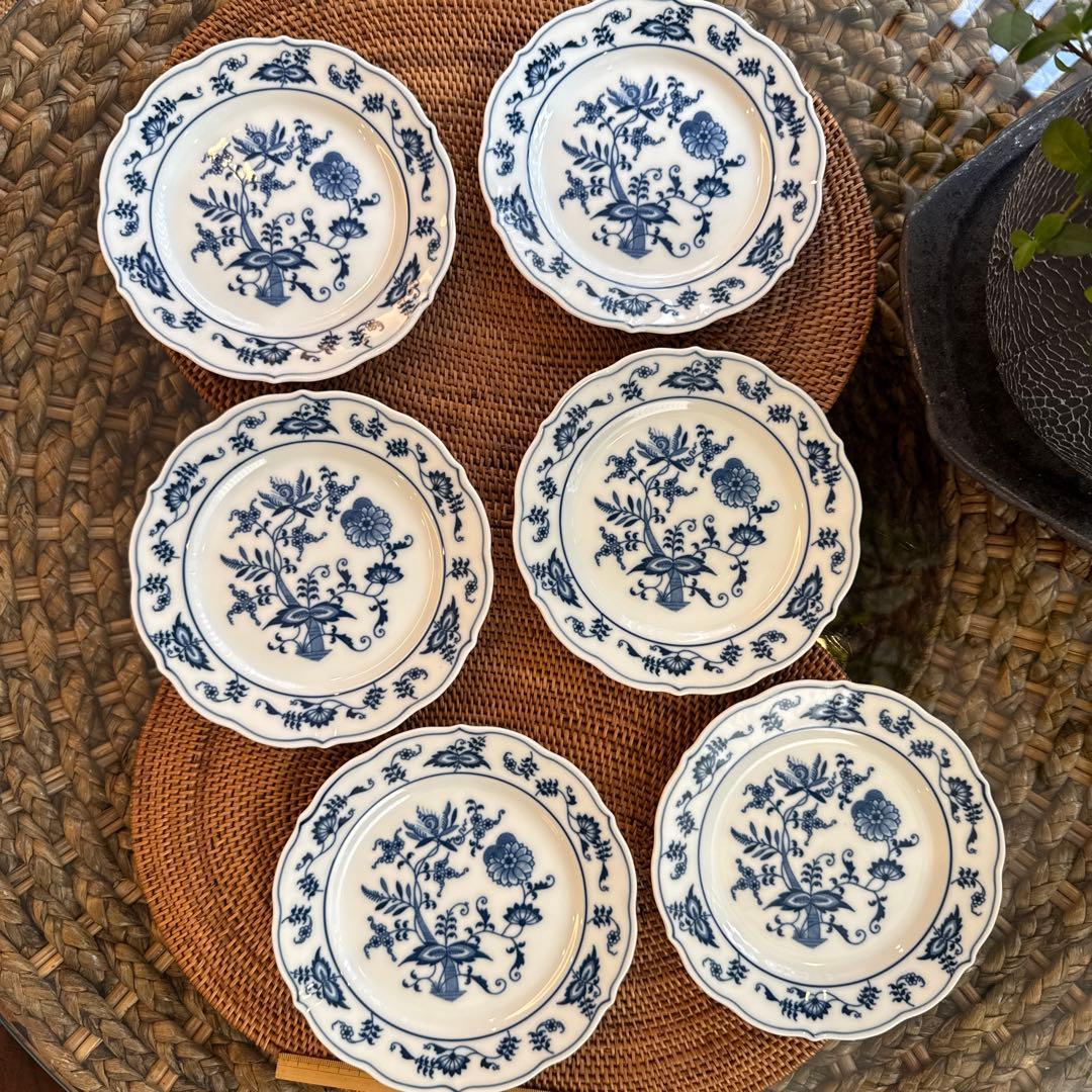 【6点セット】 17.5cm ケーキ皿 Blue Danube ブルーダニューブ