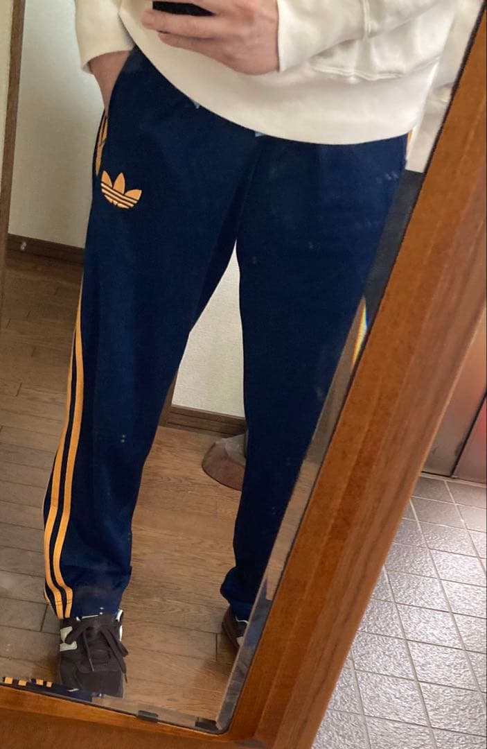 希少カラーオレンジGOLDトレフォイル×adidasオリジナルストラックパンツL