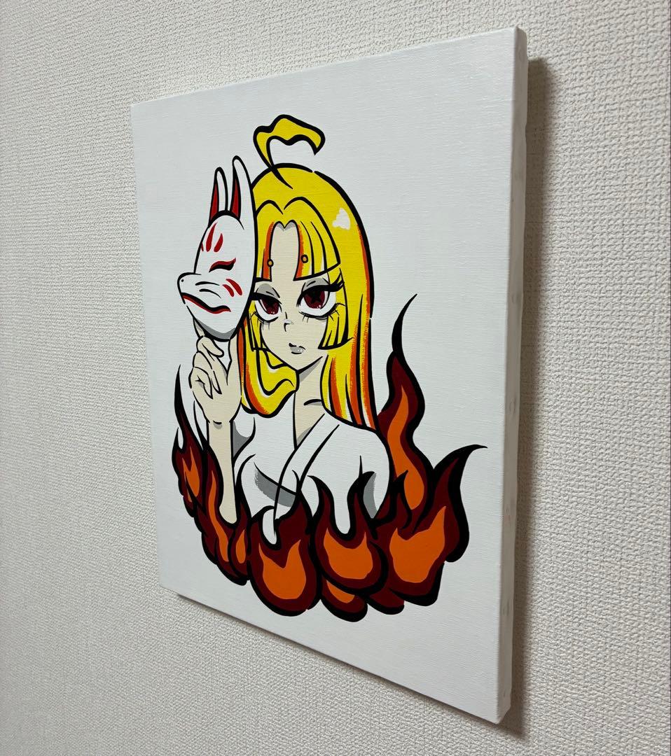 原画　アクリル画　絵画　アート　狐　日本