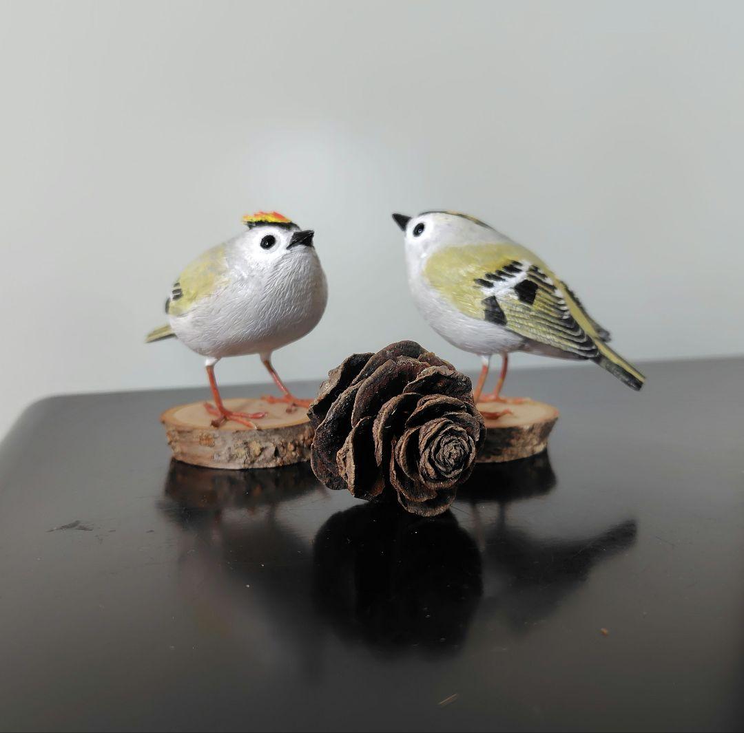バードカービング キクイタダキ 野鳥 木彫り