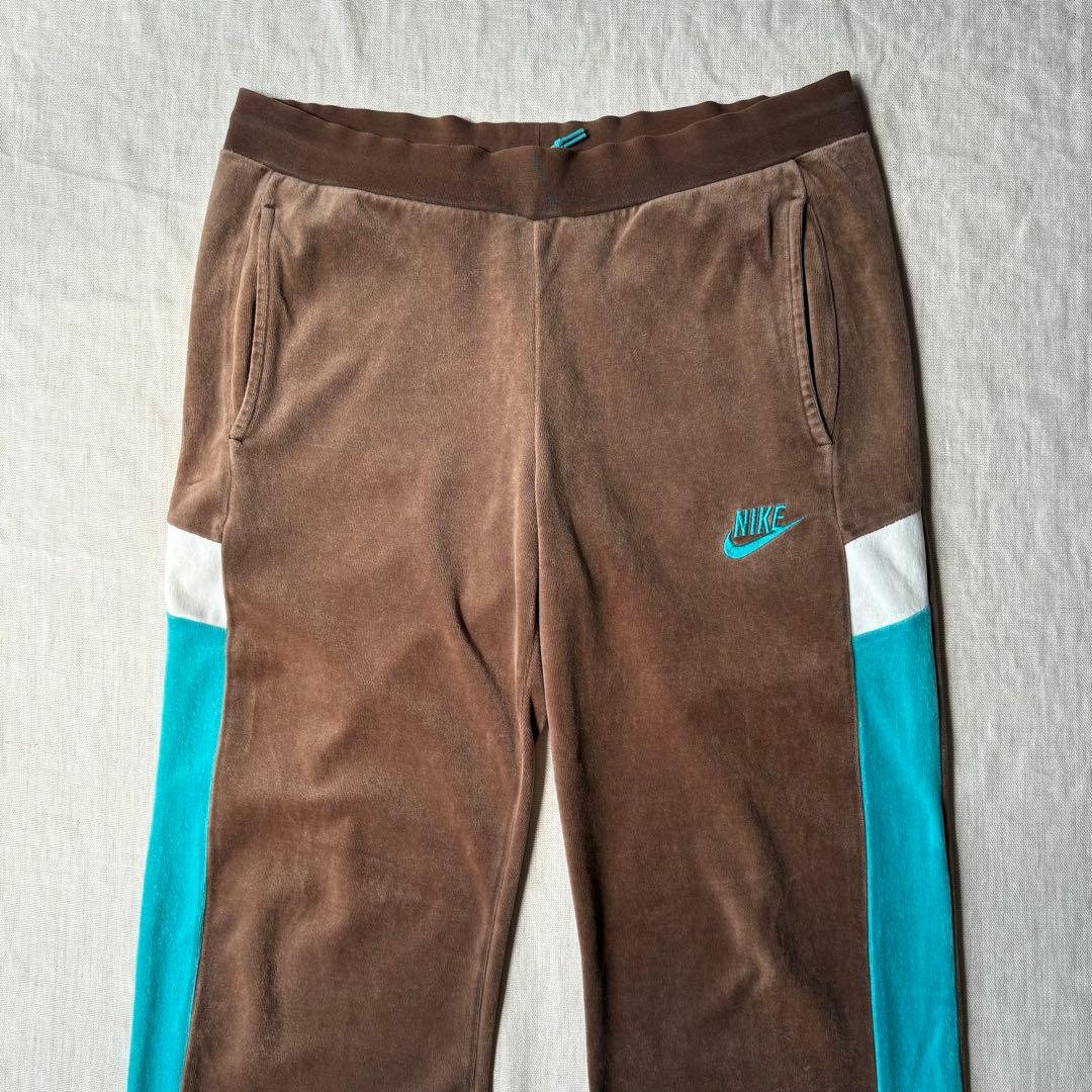 NIKE ナイキ ベロア セットアップ ブラウン 水色 S ジャージ