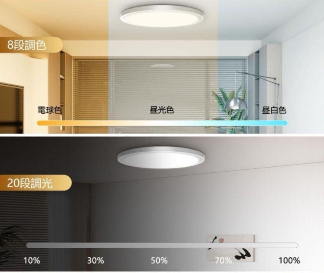 LEDシーリングライト 間接光常夜灯 10畳~12畳45W 極薄型5500LM