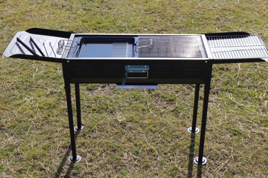 BBQコンロ 跳ね上げテーブル付きＢＢＱコンロ 大型バーベキューコンロ ブラック