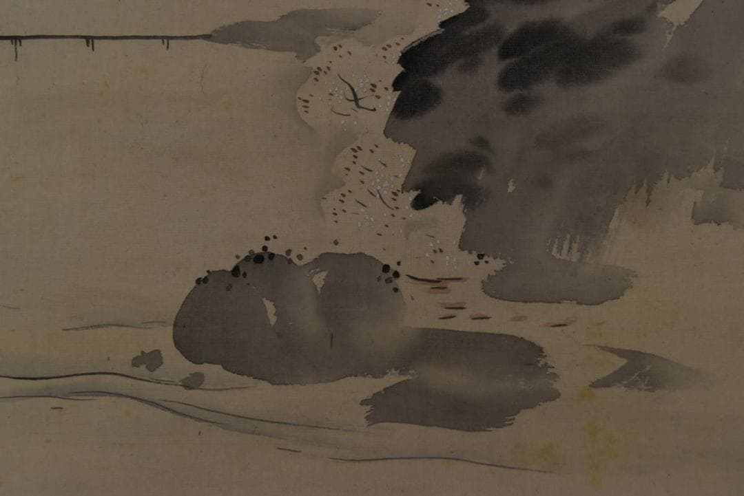 【真作】日比野白圭/嵐山春色図/掛軸/名家伝来/Z-875