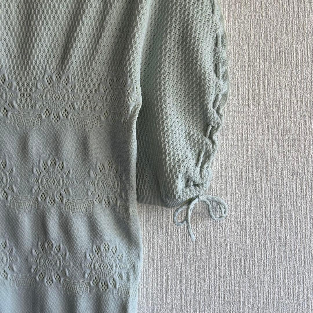 極美品✨　Chacott チャコット　ノーソーイングニット　レース　半袖　ブルー