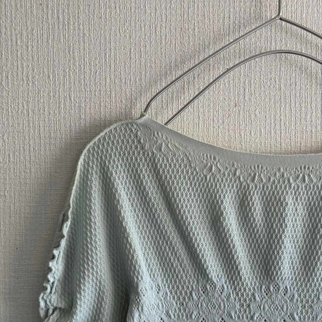 極美品✨　Chacott チャコット　ノーソーイングニット　レース　半袖　ブルー