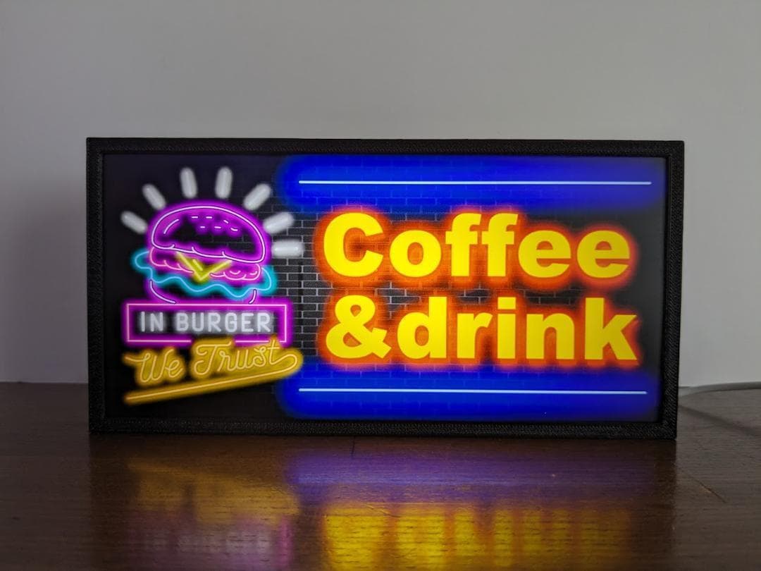 アメリカン ハンバーガー コーヒー ドリンク 置物 雑貨 LEDライトBOX