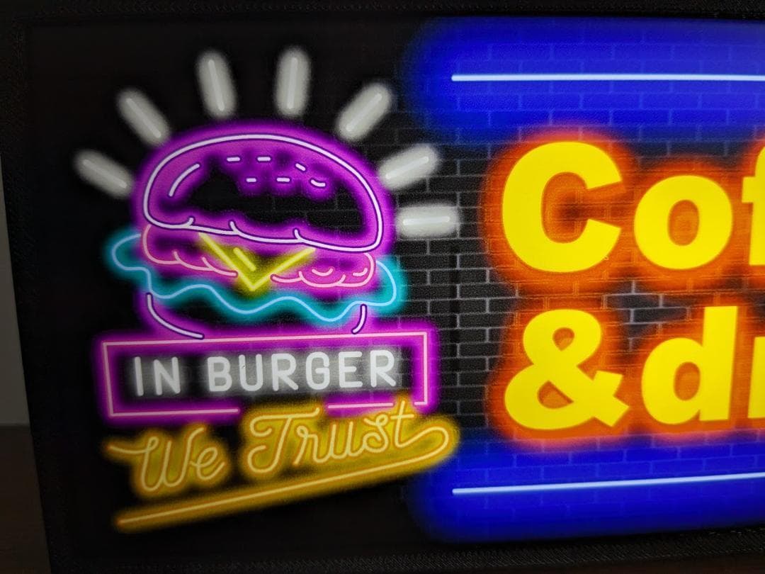 アメリカン ハンバーガー コーヒー ドリンク 置物 雑貨 LEDライトBOX