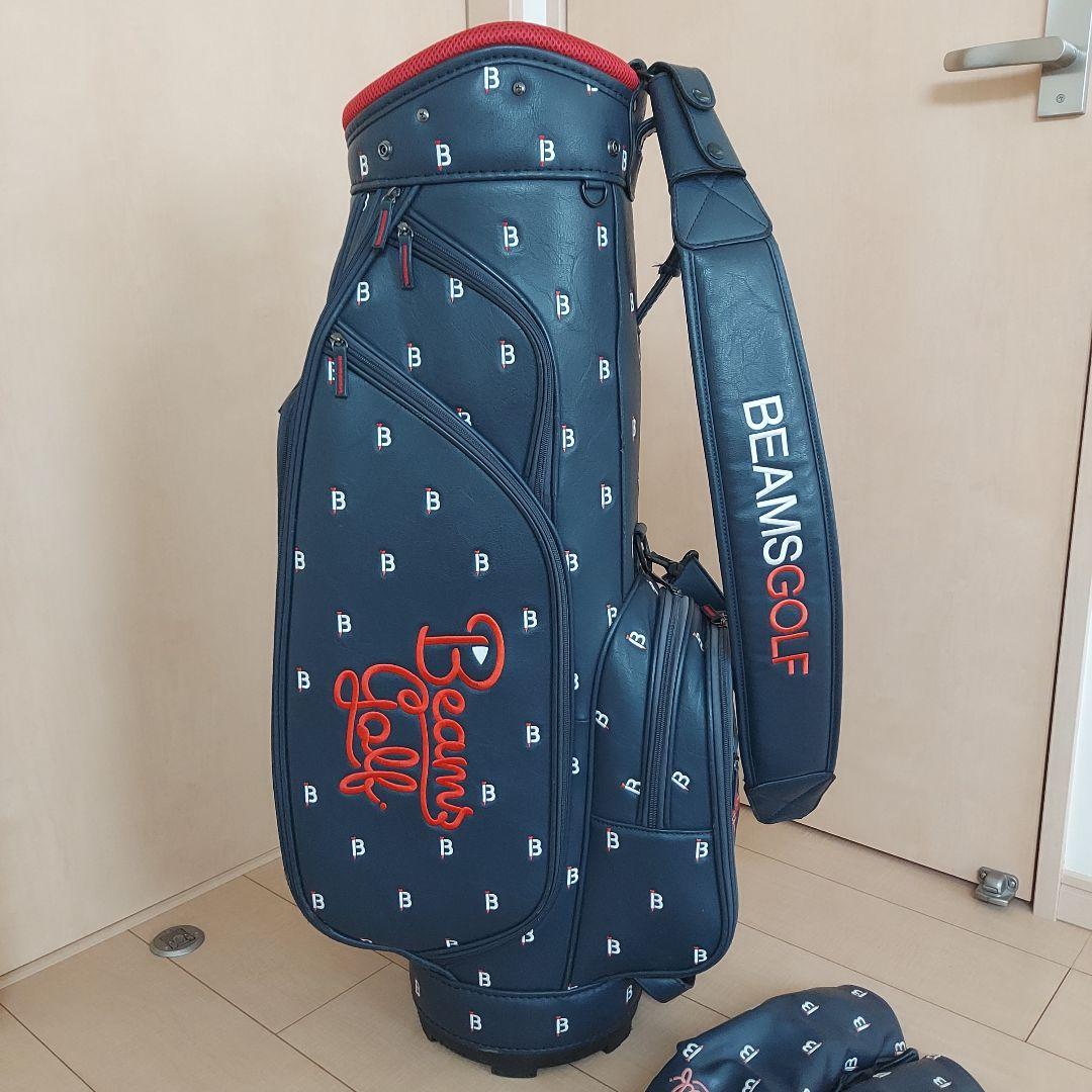 BEAMS GOLF ビームス キャディバッグ ネイビー ★ヘッドカバー付き