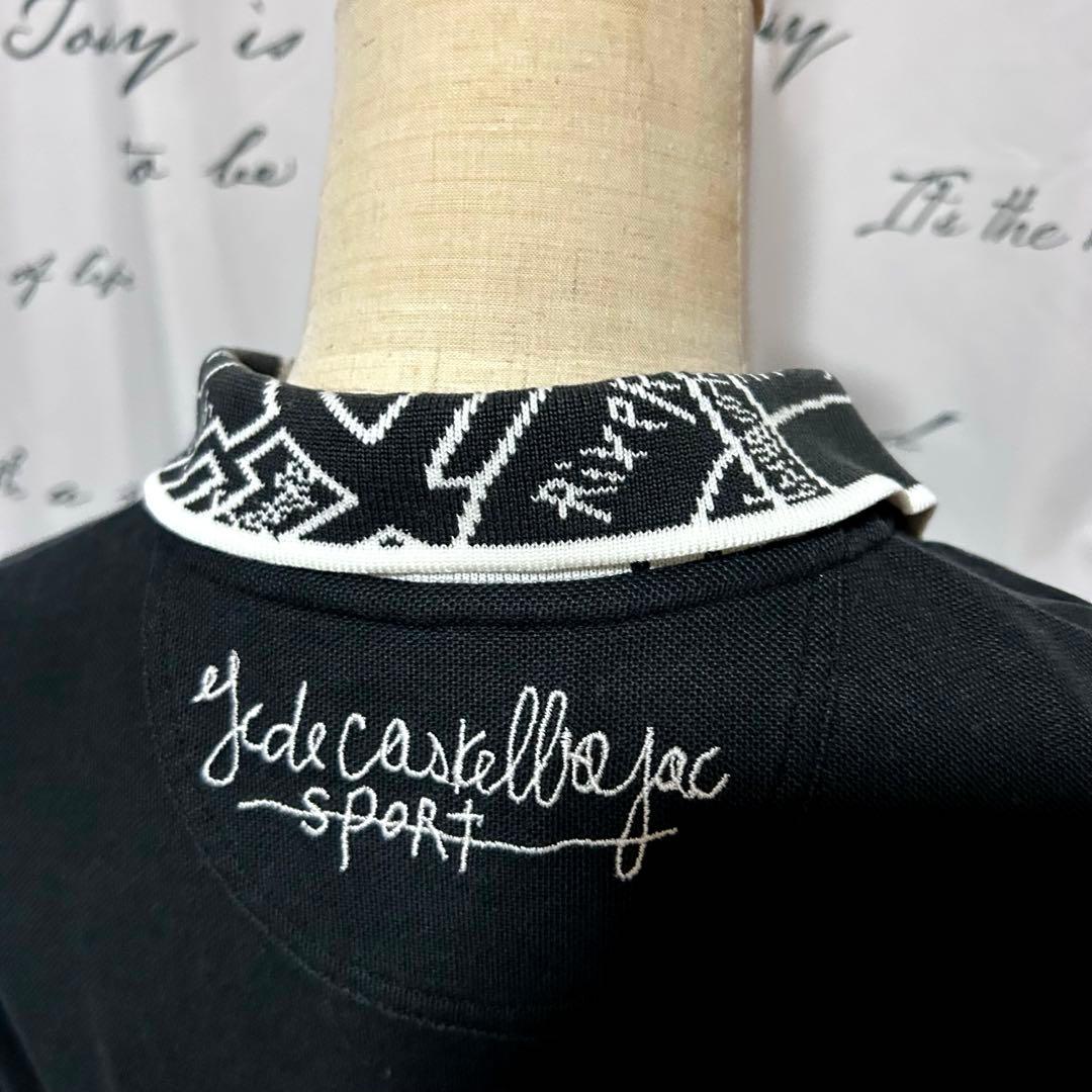 【希少】カステルバジャックスポーツ ポロシャツ 刺繍 バス ゴルフ 黒 2