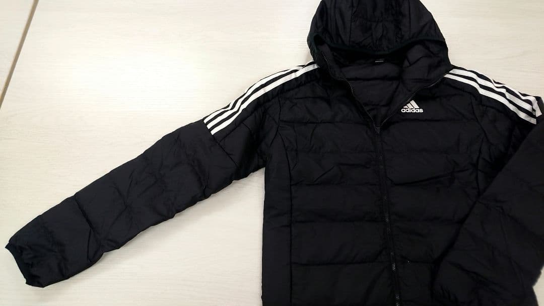 adidasブラック ダウン ベンチコート M サッカー マラソン 部活