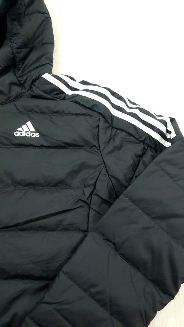 adidasブラック ダウン ベンチコート M サッカー マラソン 部活
