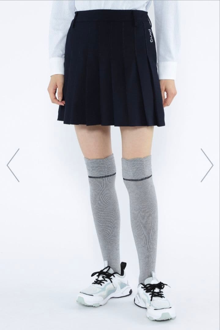 美品 PING レディース プリーツ スカート 紺 S ゴルフ ストレッチ