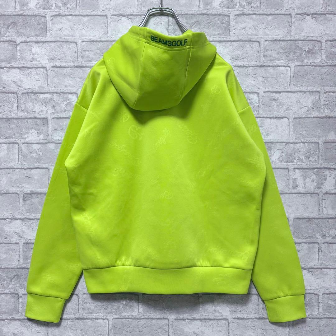 【美品】BEAMS GOLF エンボスロゴ スウェット パーカー M ライム