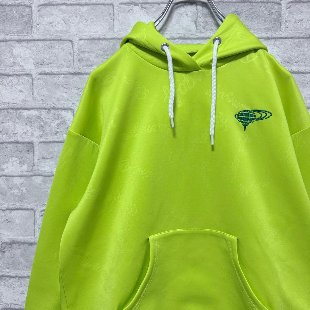 【美品】BEAMS GOLF エンボスロゴ スウェット パーカー M ライム