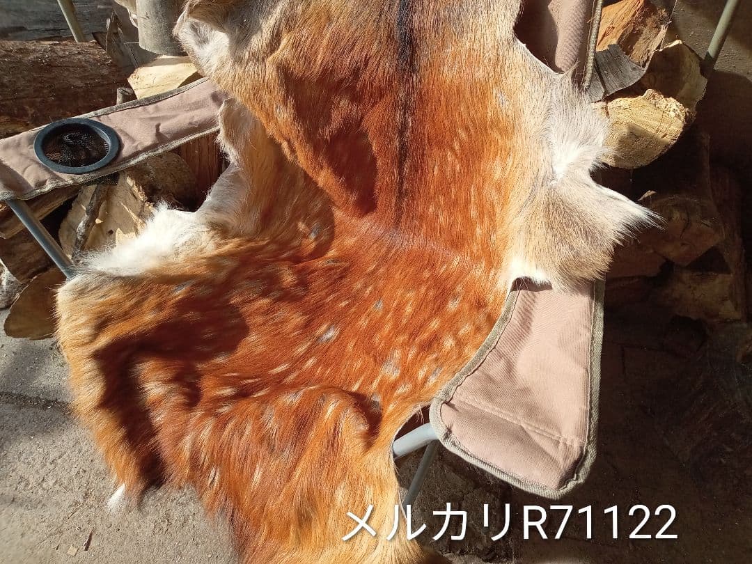 天然日本鹿夏毛　ラグ　 ブランケット