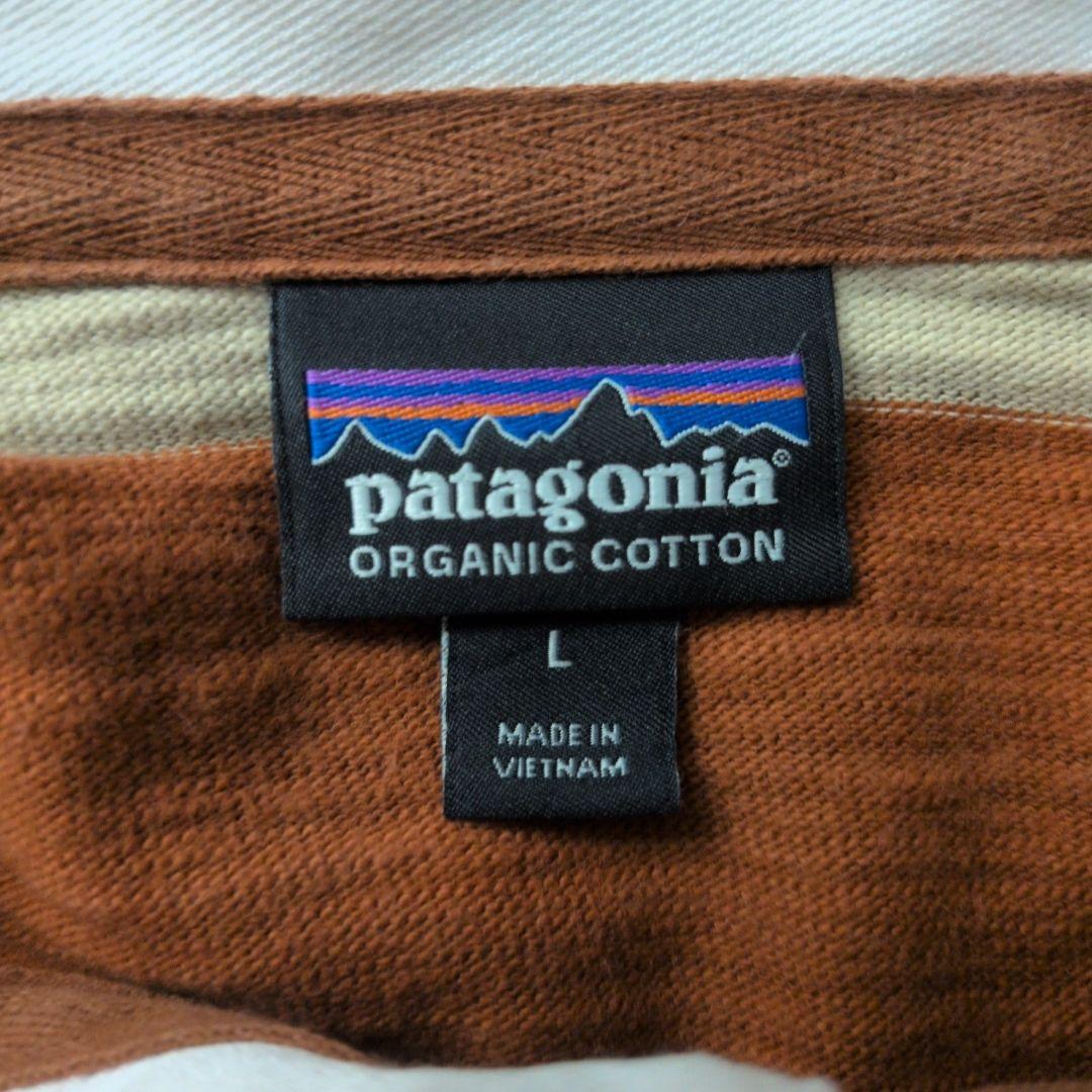 好配色☆パタゴニア 刺繍ロゴ ボーダー ラガーシャツ L