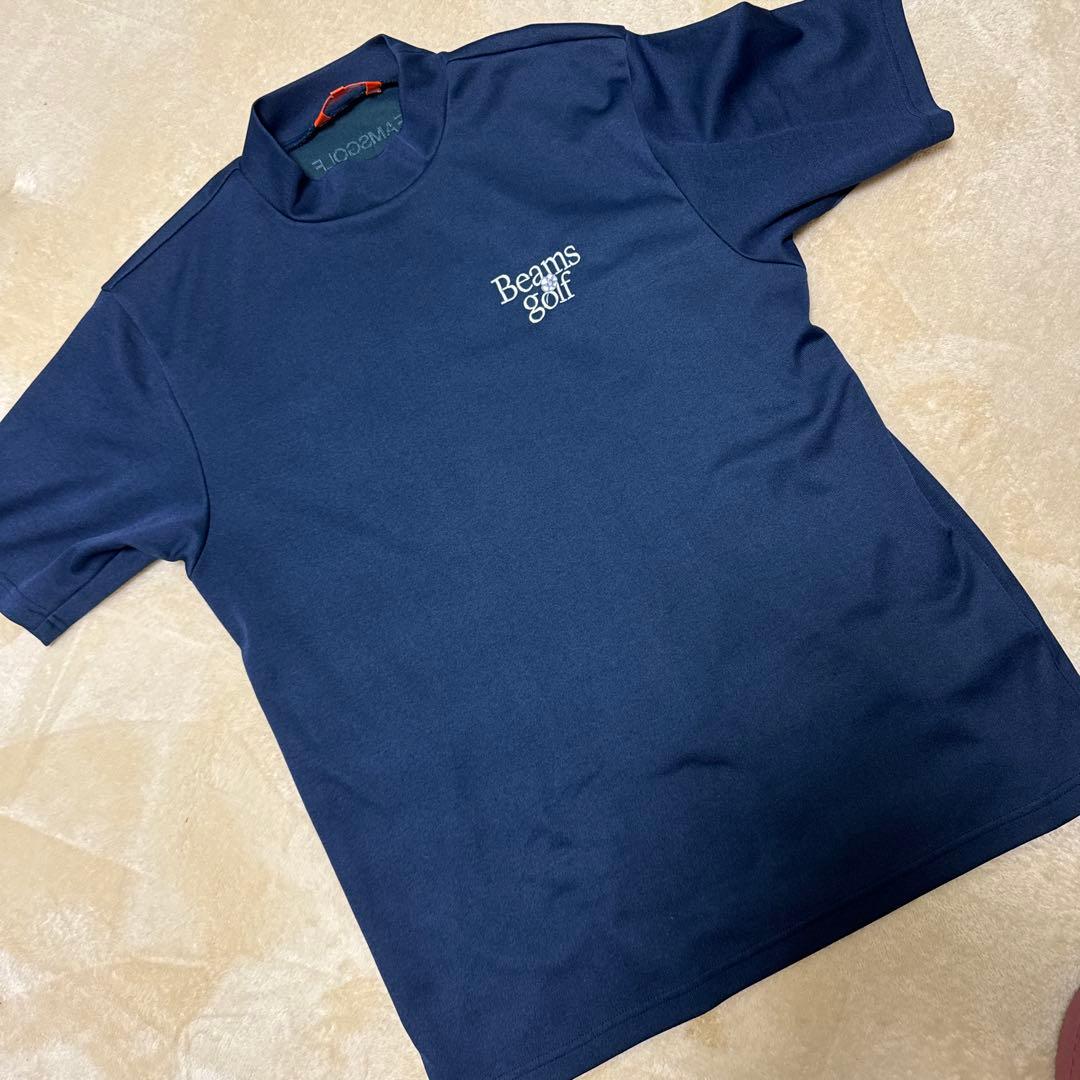 Beams golf ネイビー ショートスリーブシャツ