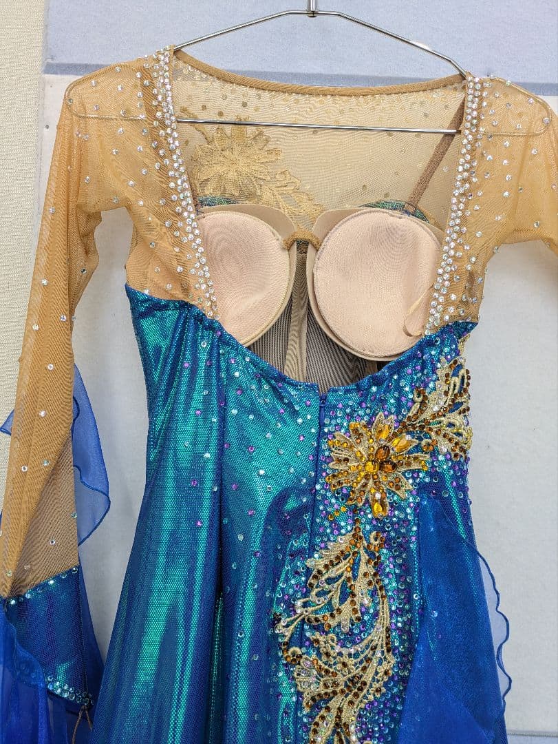 社交ダンス✨【カオリ】日本製✨青色✨高級ドレス✨美品✨スタンダード