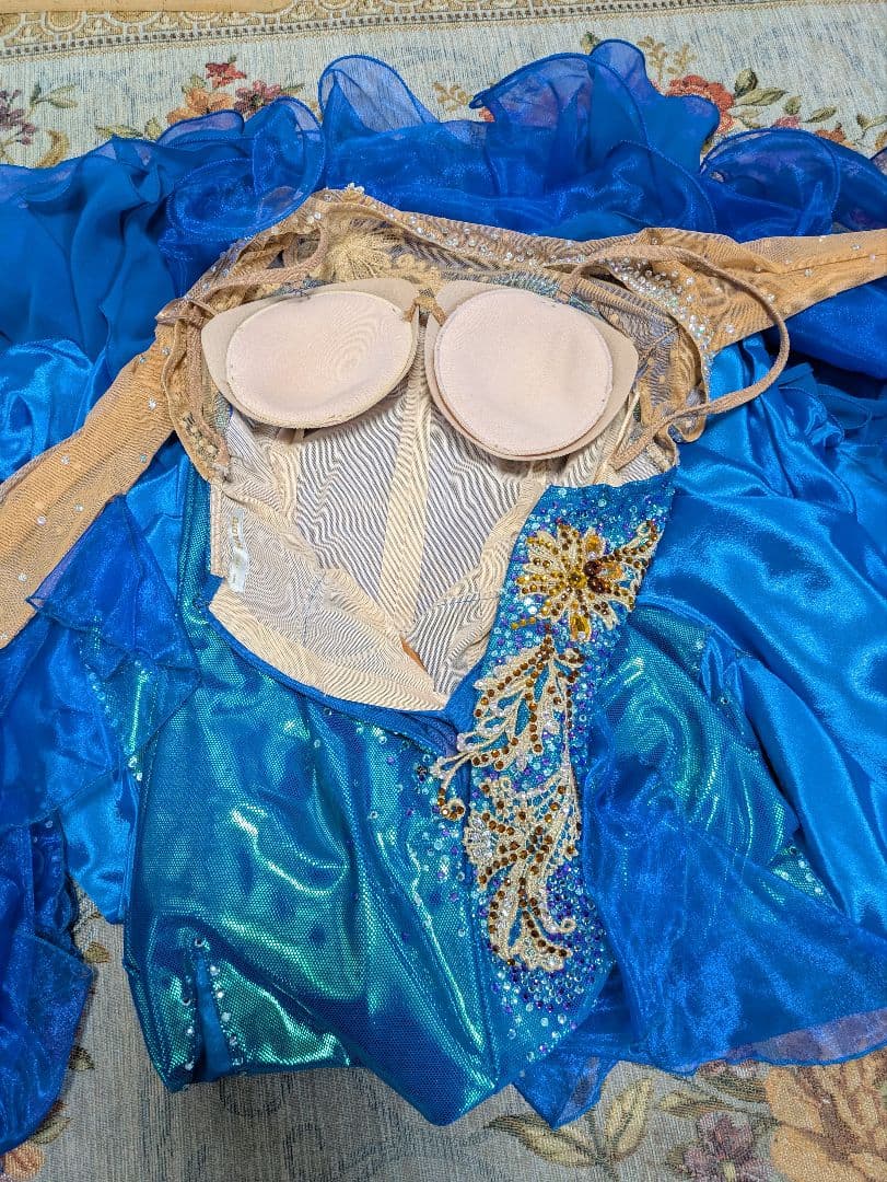 社交ダンス✨【カオリ】日本製✨青色✨高級ドレス✨美品✨スタンダード