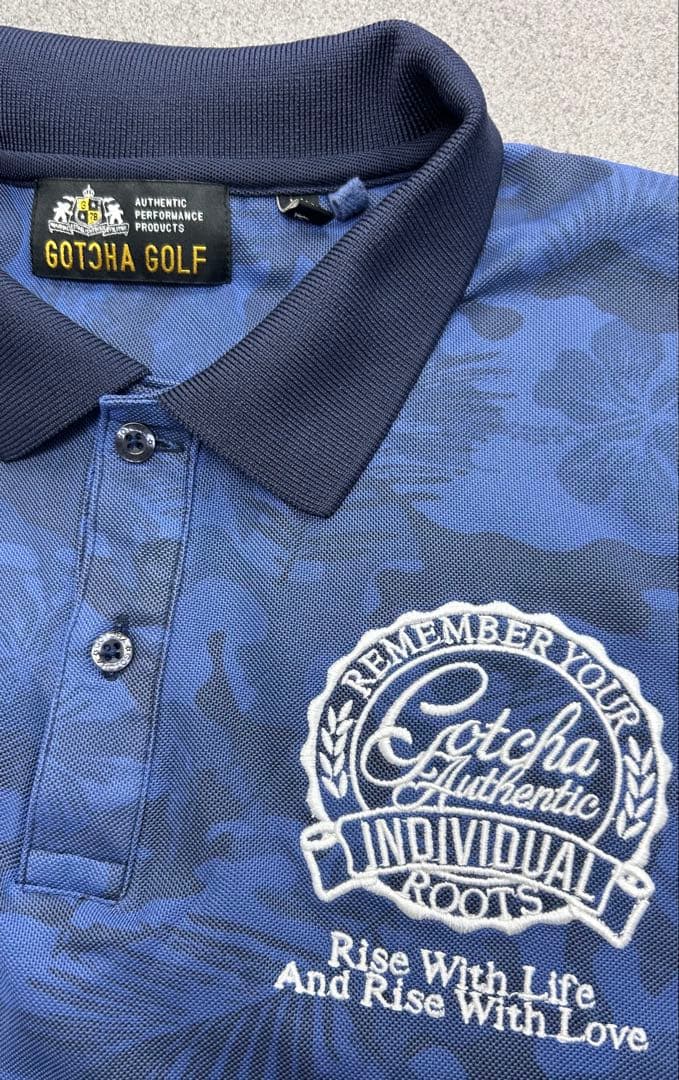 GOTCHA GOLF ガッチャゴルフ ポロシャツ ブルー カモフラージュ XL