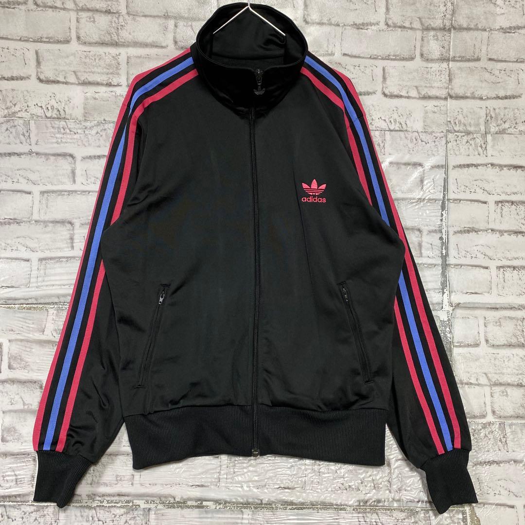 アディダス ジャージトラックジャケット　トレフォイルブラックL ロゴ刺繍820