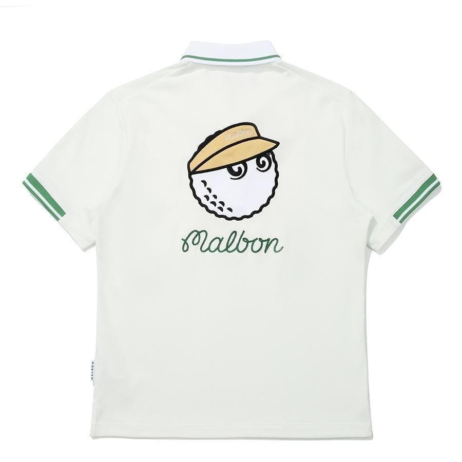 白色M マルボンゴルフ ポロシャツ Malbon Golf レディース シャツ