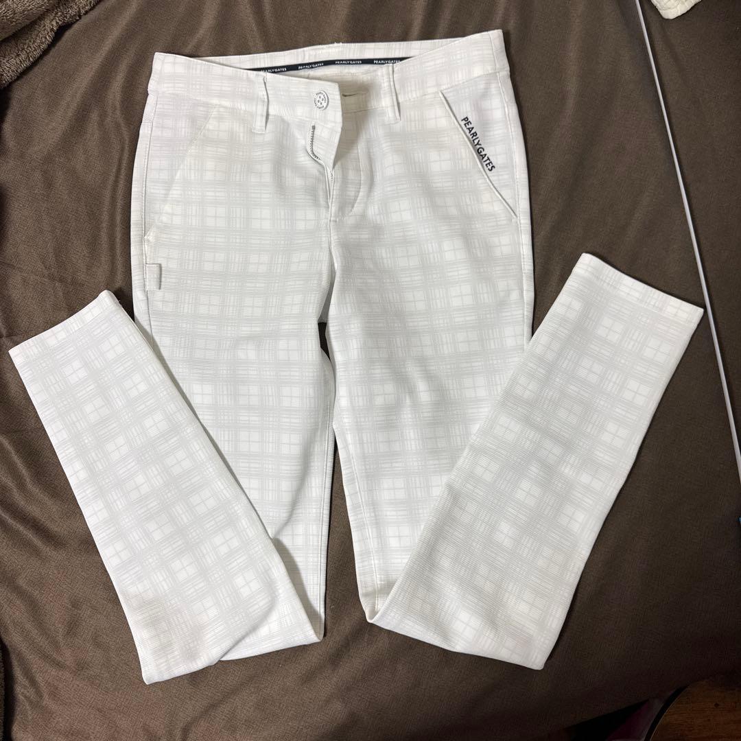 極美品　PEARLY GATES ホワイト チェックパンツ サイズ1