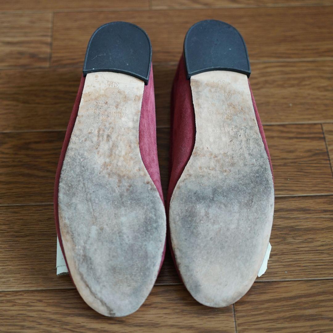 美品レペット CUIR VERITABLE バレエシューズ レッド レザーソール