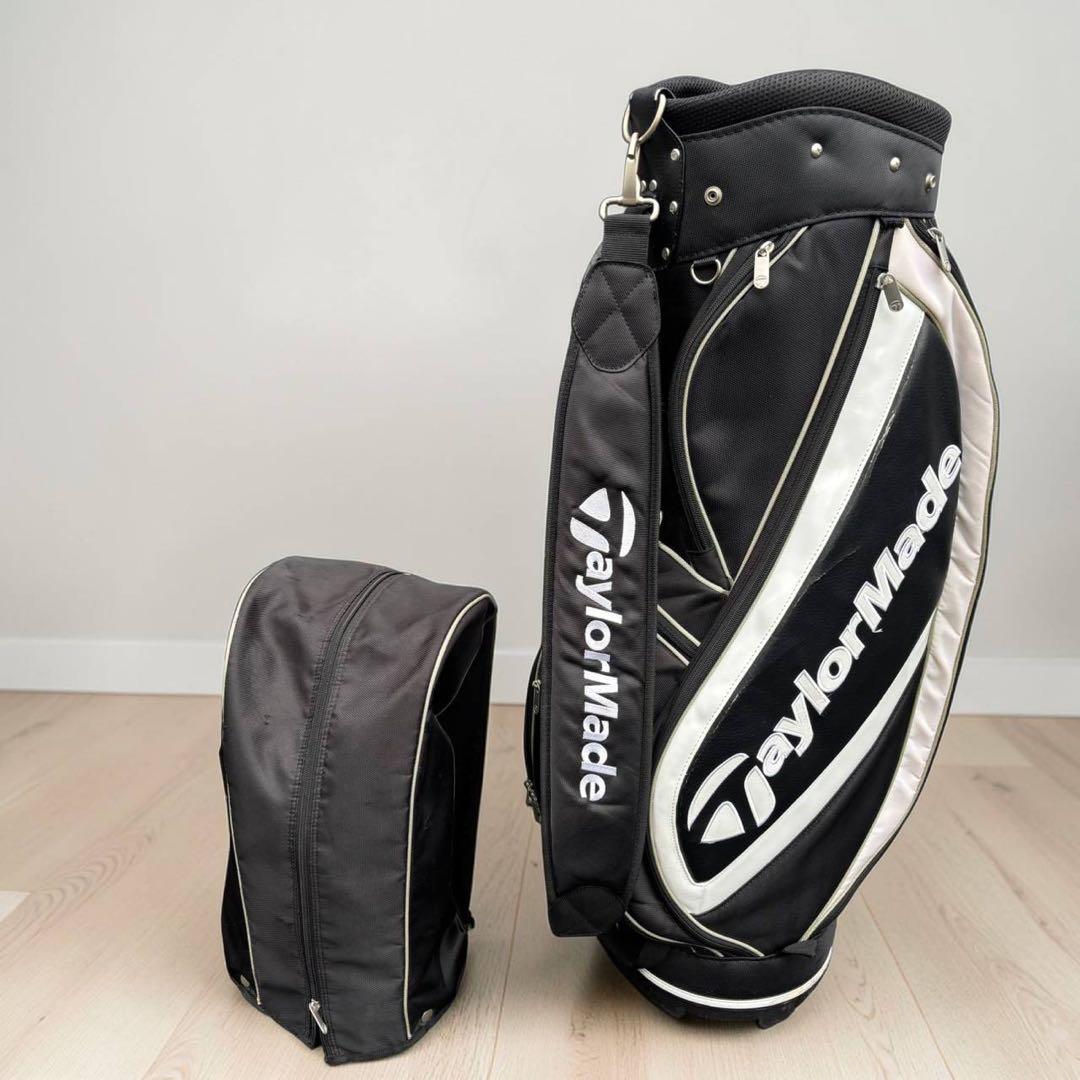 【人気モデル】TaylorMade キャディバッグ 黒白 フード付 動作品