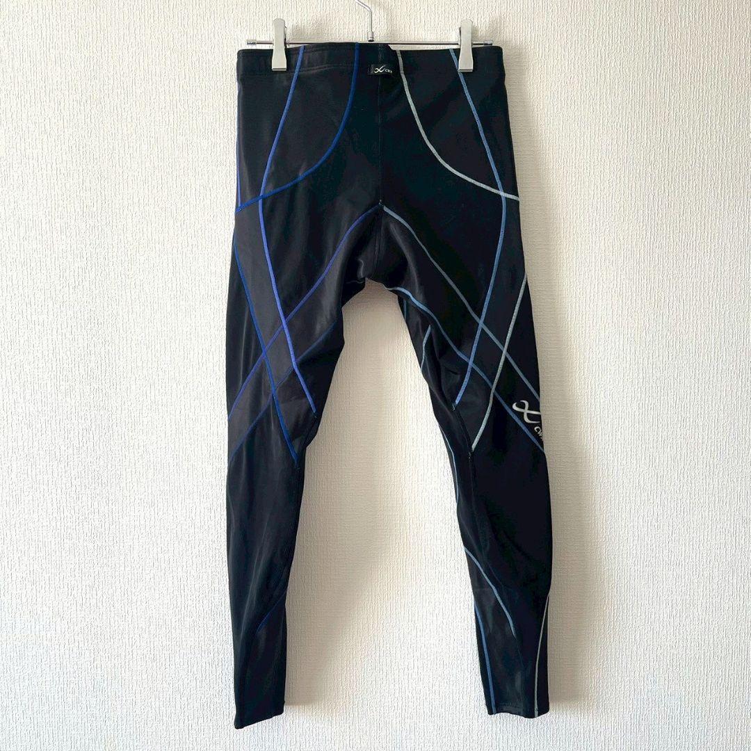 シーダブリューエックス▶スポーツタイツM 黒 青 ストレッチ素材