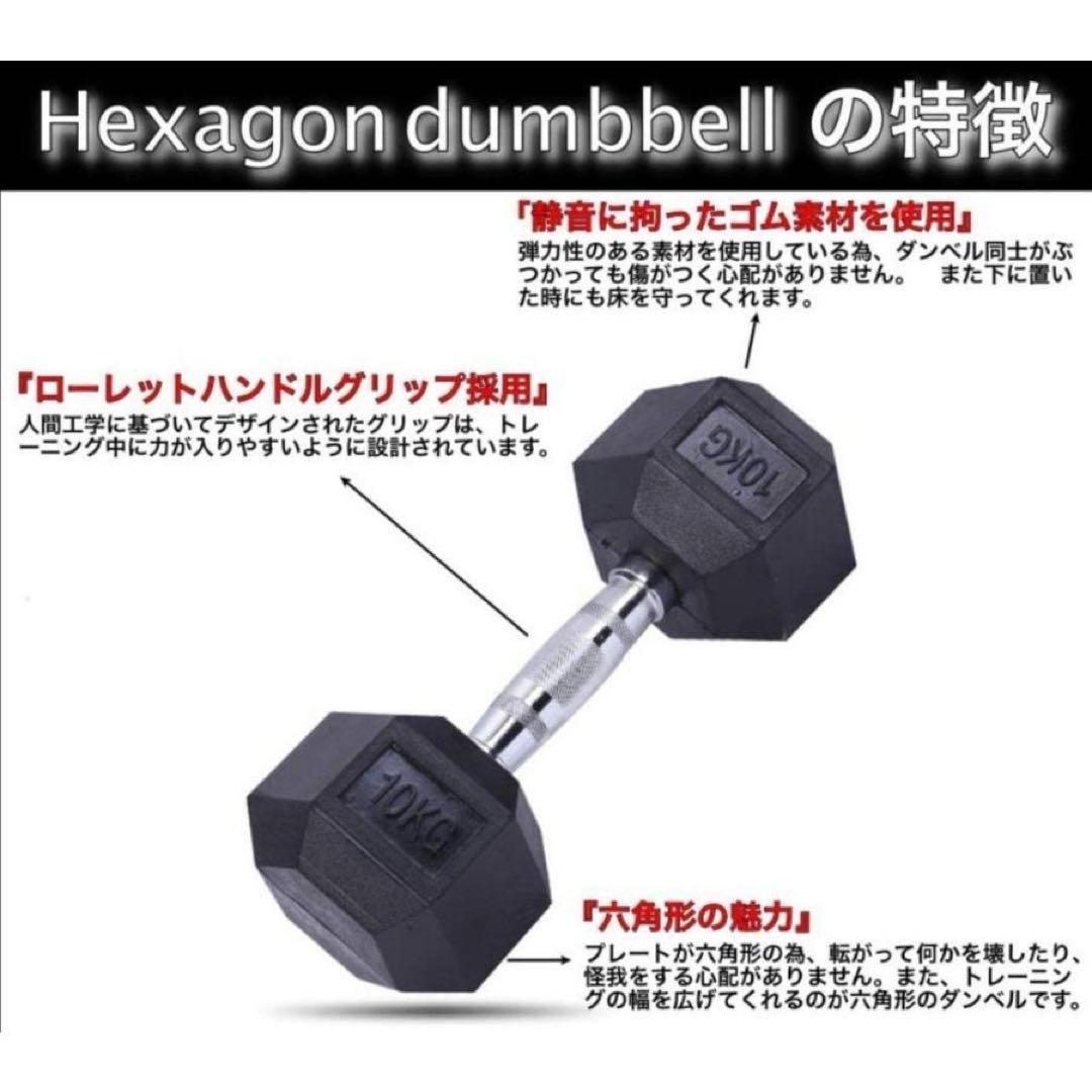 ダンベル 10kg 2個セット スタイリッシュ 六角
