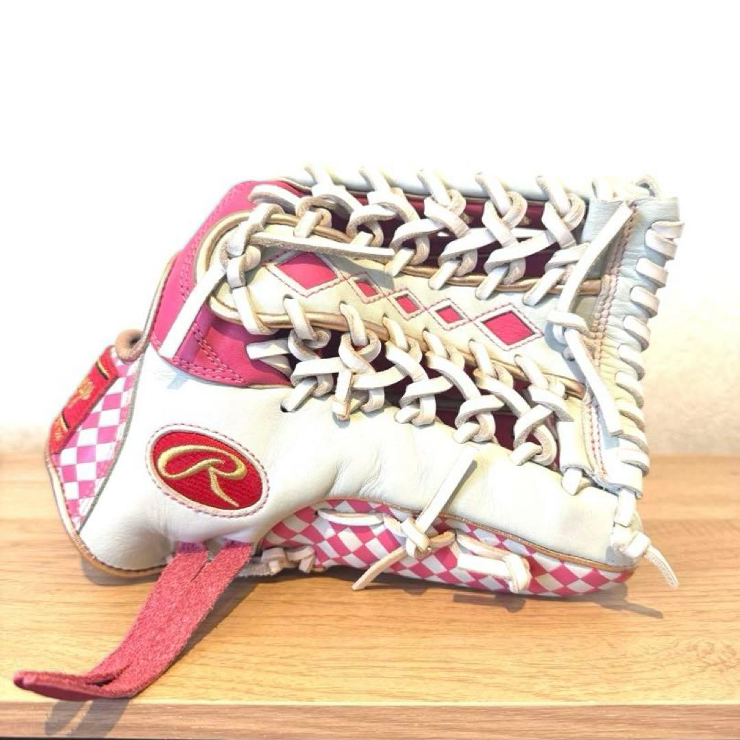 Rawlings 【限定モデル】軟式外野手用グローブ ピンク/ホワイト