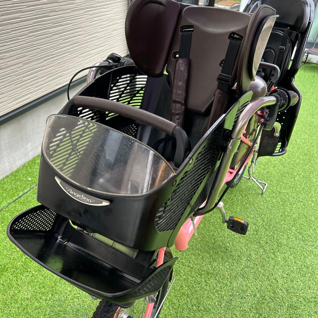 ママチャリ自転車　ブリヂストン　20インチ 子供乗せ　3人乗り ピンク色