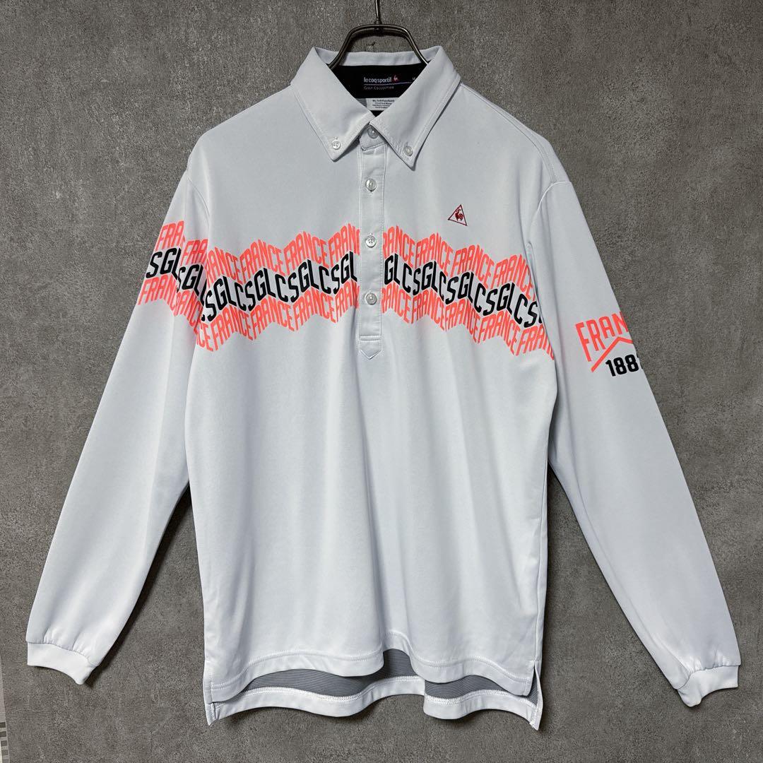 le coq sportif ルコック ロゴ総柄 長袖ポロシャツ ホワイト M