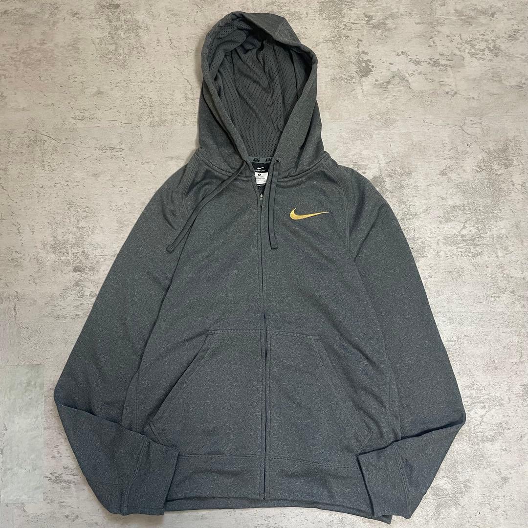 美品 NIKE セットアップ パーカー 金 刺繍 ロゴ グレー S 上下 ウェア