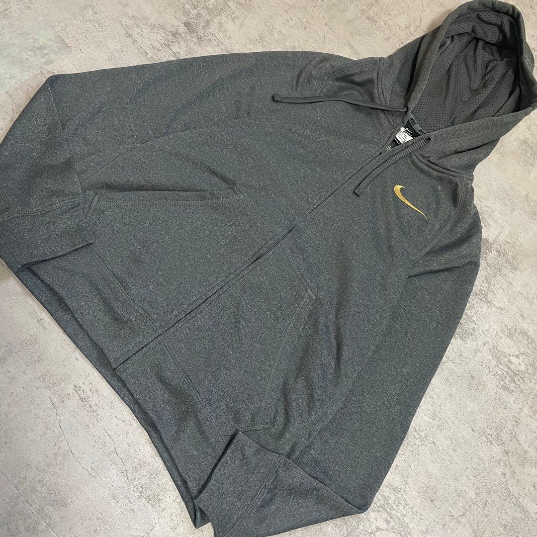 美品 NIKE セットアップ パーカー 金 刺繍 ロゴ グレー S 上下 ウェア