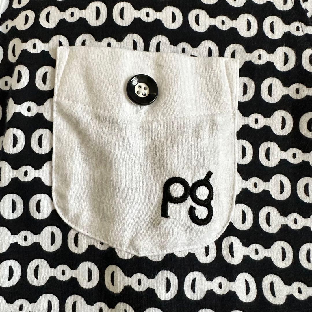PEARLY GATES 総柄ポロシャツ 0モノトーン ロゴ刺繍 パーリーゲイツ
