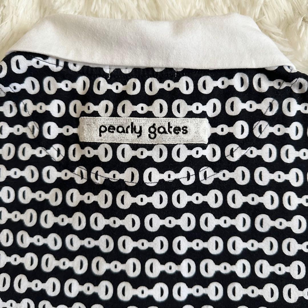 PEARLY GATES 総柄ポロシャツ 0モノトーン ロゴ刺繍 パーリーゲイツ