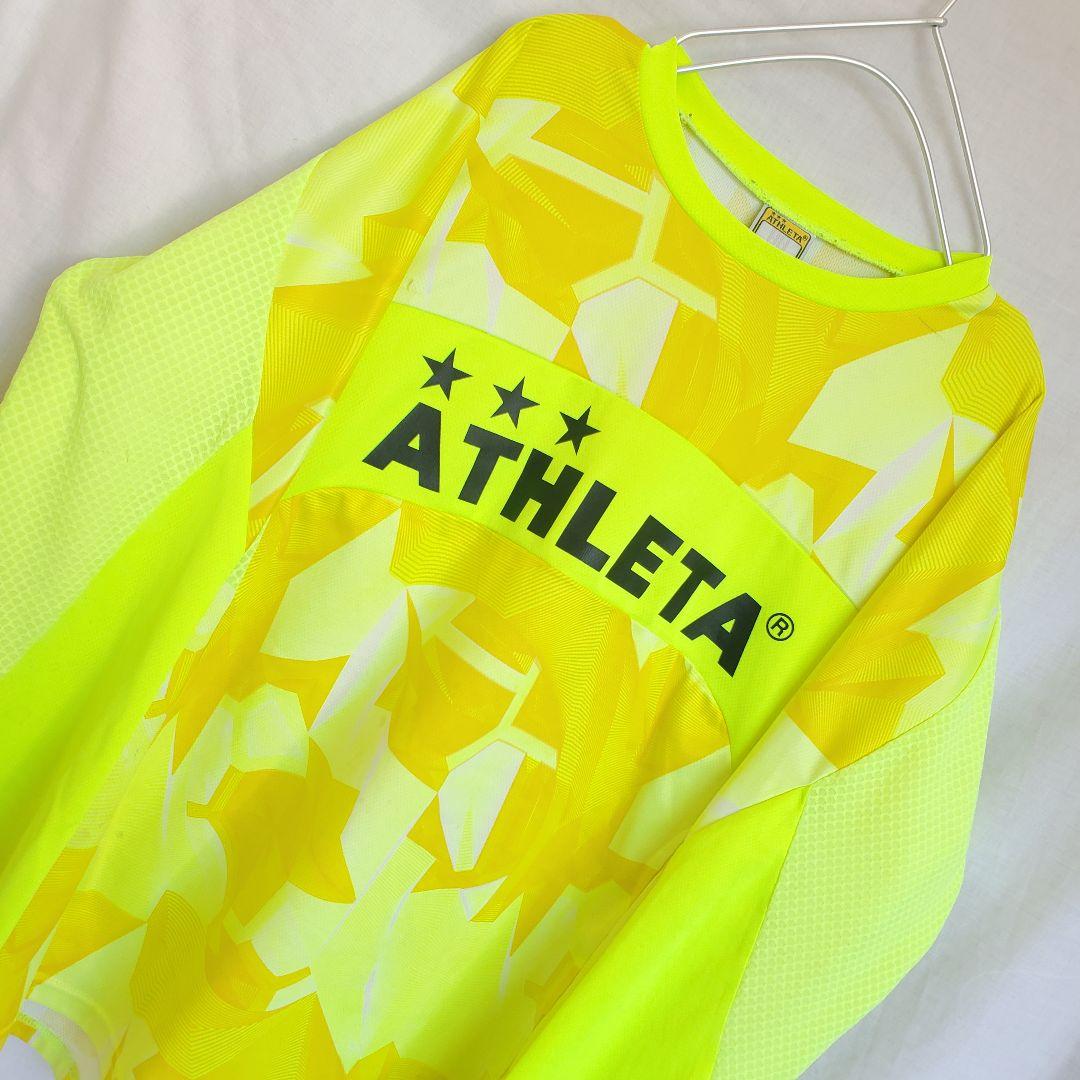ATHLETA ネオンイエロー 長袖 ウェア ロンT 模様 柄 サッカー