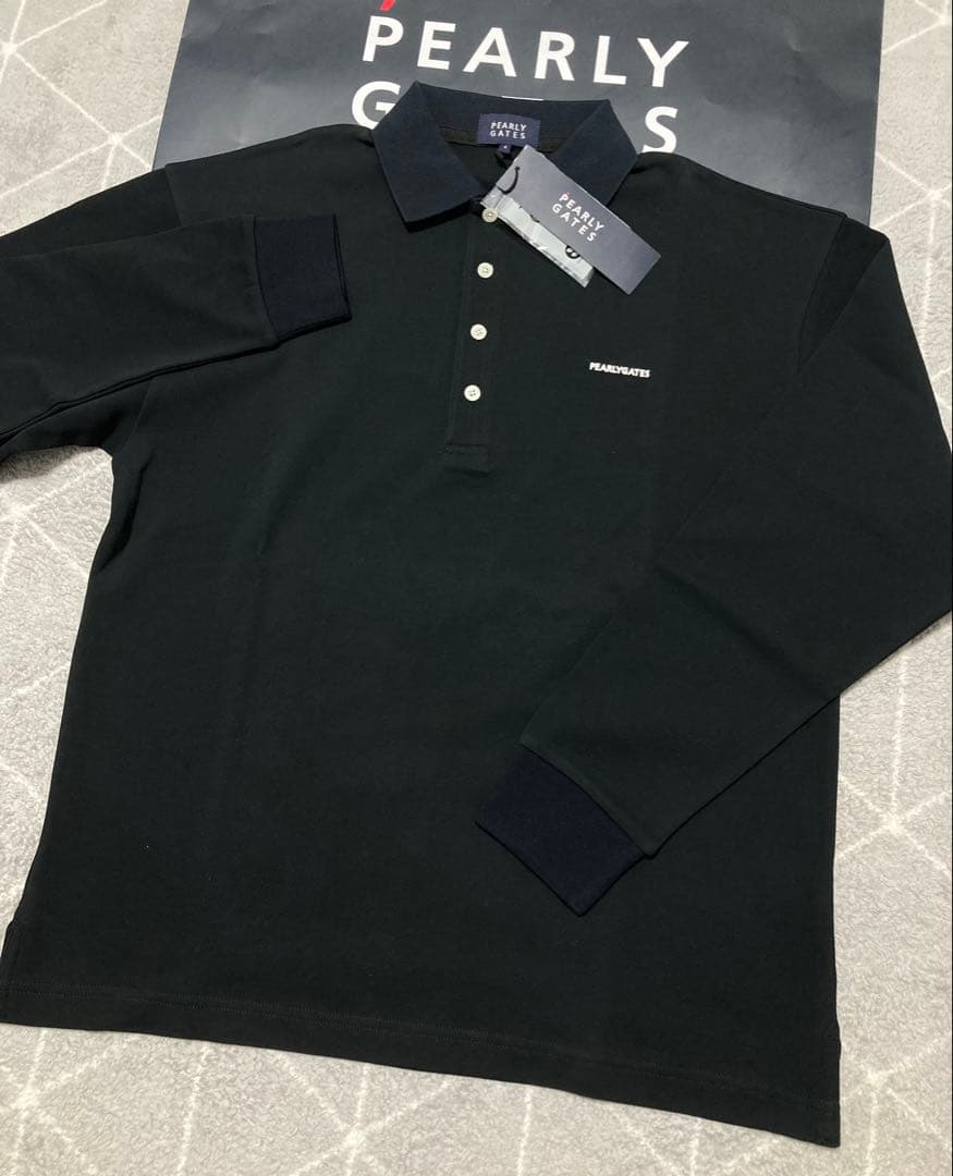 新品 パーリーゲイツ TOUGH TWISTスムース長袖ポロシャツ(4)M/濃紺