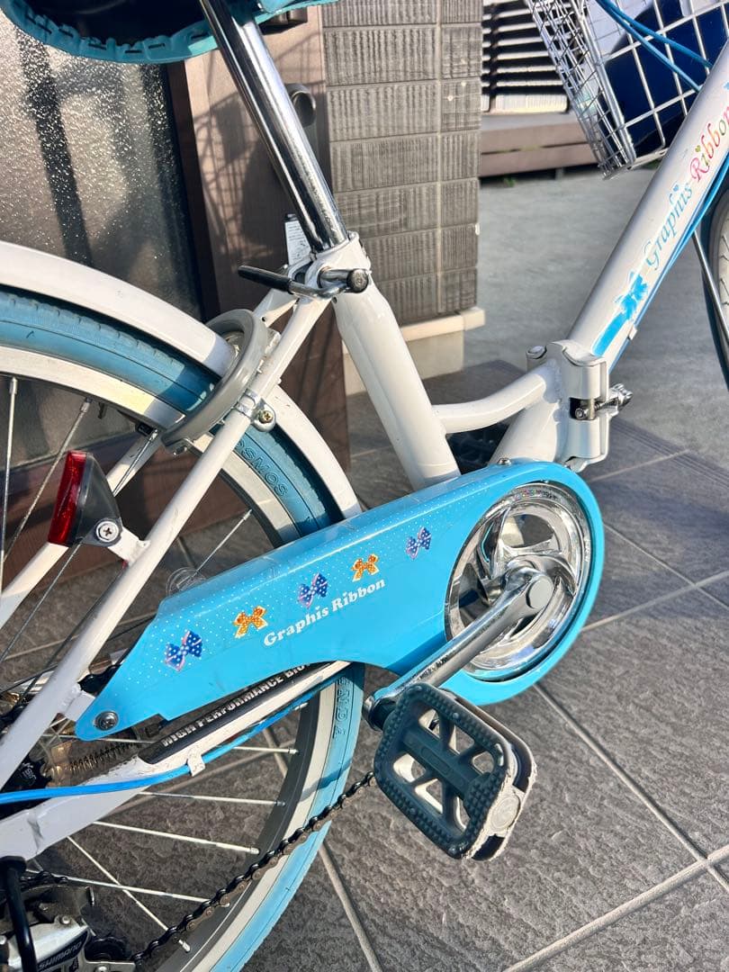 【室内保管】22インチ子供用自転車ホワイト/ブルー