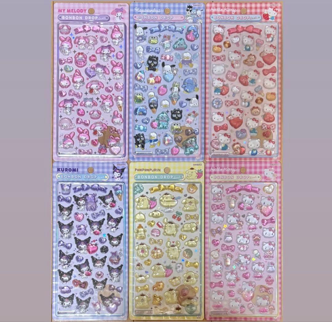 ⭐︎新品⭐︎ サンリオ ボンボンドロップシール 第二弾 6枚セット①
