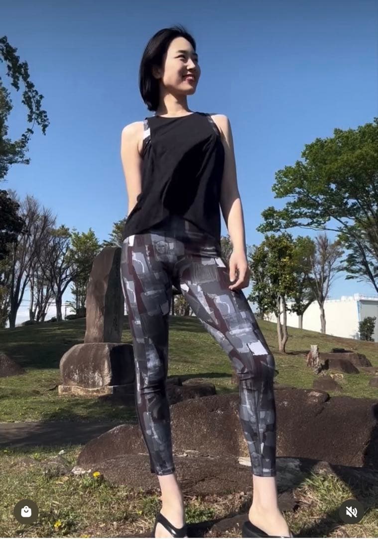 sukala ミックスプリントレギンス　グレーミックス　S 新品
