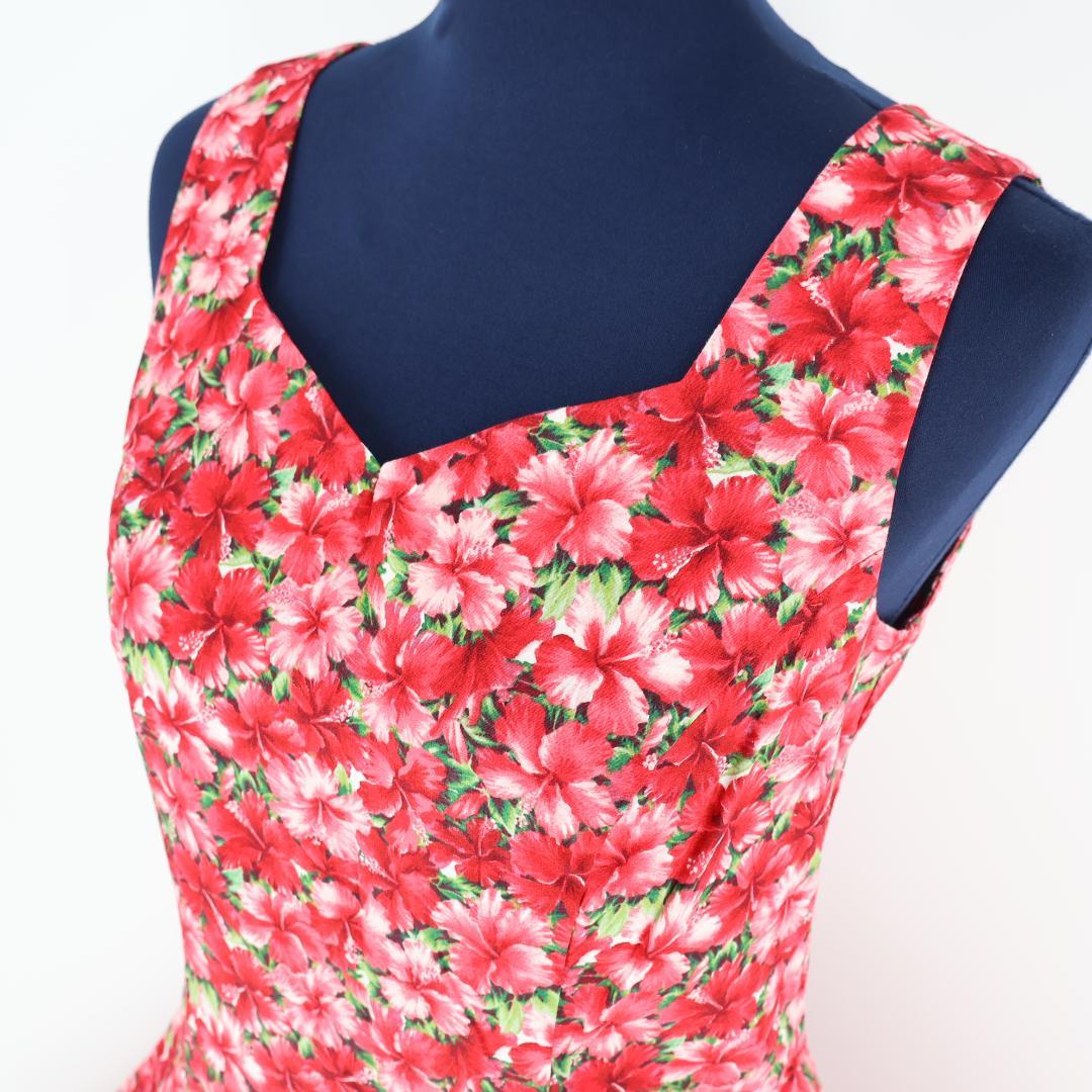 【美品 日本製 フラダンス衣装】赤 ALOHASTANDARDS ワンピース