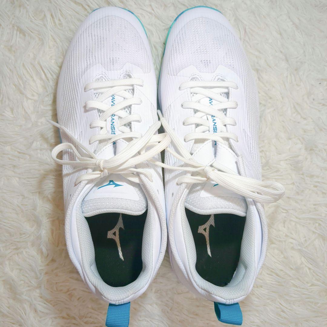 極美品 Mizuno 27cm ミズノ ウェーブトランジスタ バッシュ 白 緑