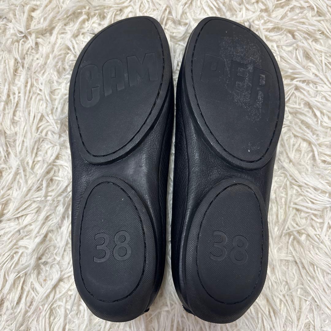 【美品】camper フラットシューズ　シンプル　レザー　38 24cm