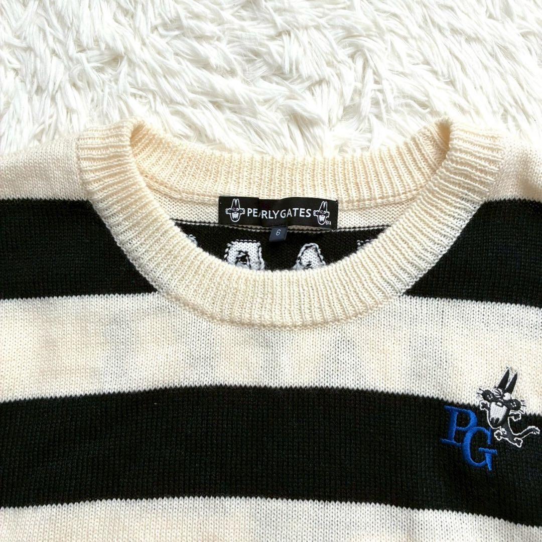 ✨美品✨パーリーゲイツ ニャロメ ニット XL 6 ゴルフウェア ロゴ 刺繍