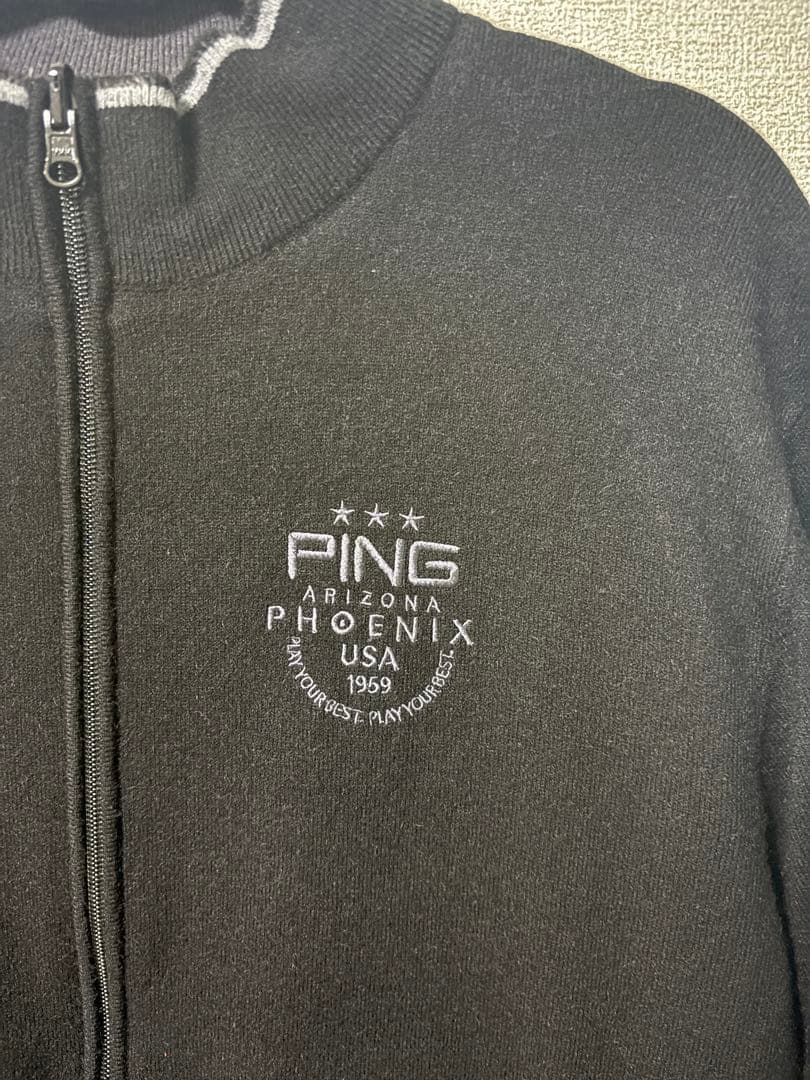 PINGリバーシブルフルジップニットブルゾン XL ブラック